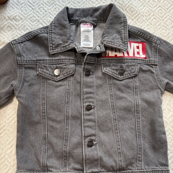 Marvel Kids Black Graphic Denim Jacket Size 4 - Picture 5 of 7